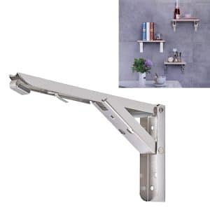 14" Wall-mounted Stainless Steel Spring Shelf - Foldable Dining Table Storage