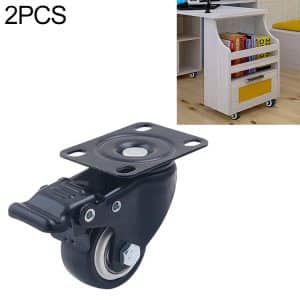 2 PCS 2" Furniture Silent Brake Wheel Set for Cabinet & Coffee Table