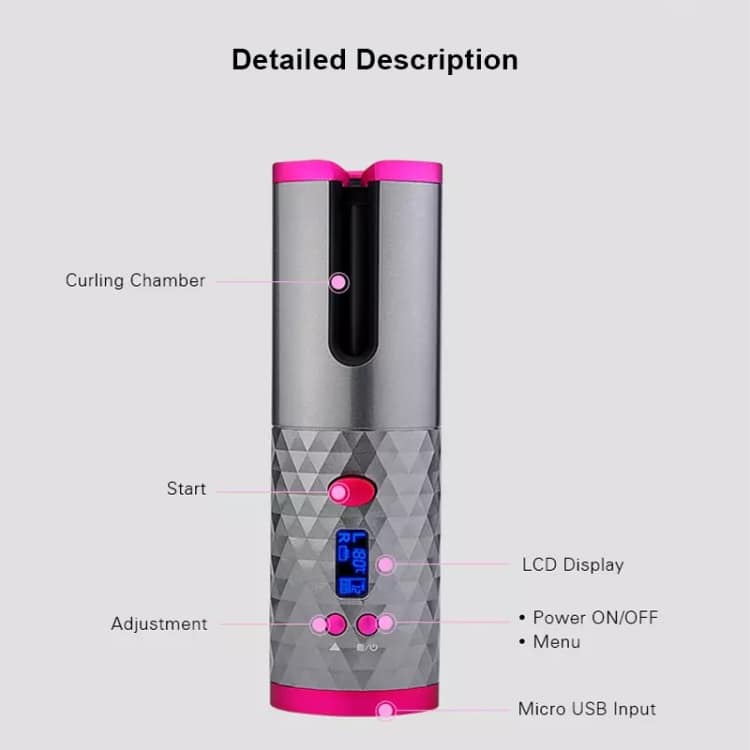 Wireless LCD Hair Curler: Portable USB Charging, Auto Curling Iron, Multi-Function 3 Wireless Lcd Hair Curler: Portable Usb Charging, Auto Curling Iron, Multi-Function - Image 3