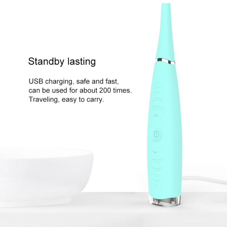 LSHOW YJK015A Waterproof Electric Teeth Polisher - USB Charging, High-frequency Vibration 4 Light Blue Electric Toothbrush With Usb Charging Feature Displayed On A Surface.
