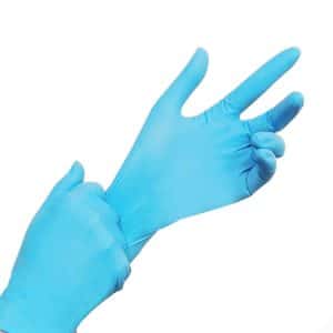 100 Blue Disposable Butyronitrile Gloves, Size L, Palm Width 9-10cm