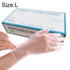 100 PCS Disposable PVC Examination Gloves, Size: L - Transparent Protective Touch Gloves