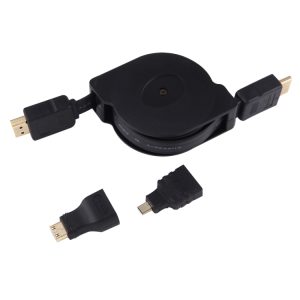 Ultimate 1m Retractable HDMI Cable Set for HDTV, PC, Cameras, Tablets