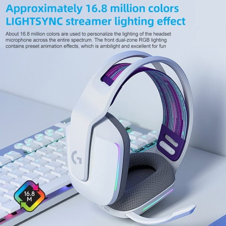 Logitech G733 LIGHTSPEED Wireless RGB Gaming Headset - Ultimate Gaming Companion 6 16.8 Million Colors Lightsync Streamer Lighting Effect For Customizable Rgb Headset Illumination, Enhancing Gaming And Streaming Setups.