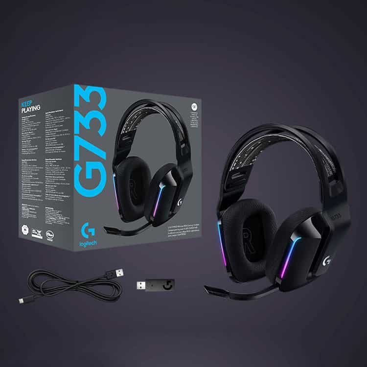 Logitech G733 LIGHTSPEED Wireless RGB Gaming Headset - Ultimate Gaming Companion 9 Wireless Gaming Headset Logitech G Hub G733 With Led Lighting, Microphone, And Accessories For Gaming And Pc Streaming.