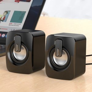 Desktop computer speakers for high-quality audio and music listening, designed for home and office use, sleek black finish, compact size, ideal for connecting to computers or other multimedia devices.