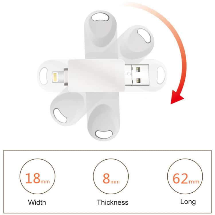 256GB 3-in-1 Metal Twister Flash Disk - Micro USB, USB & 8-Pin Interface 4 Usb Flash Drive With Flexible Finger Grip Design For Easy Handling And Storage, Featuring Compatibility With Various Devices For Efficient Data Transfer.