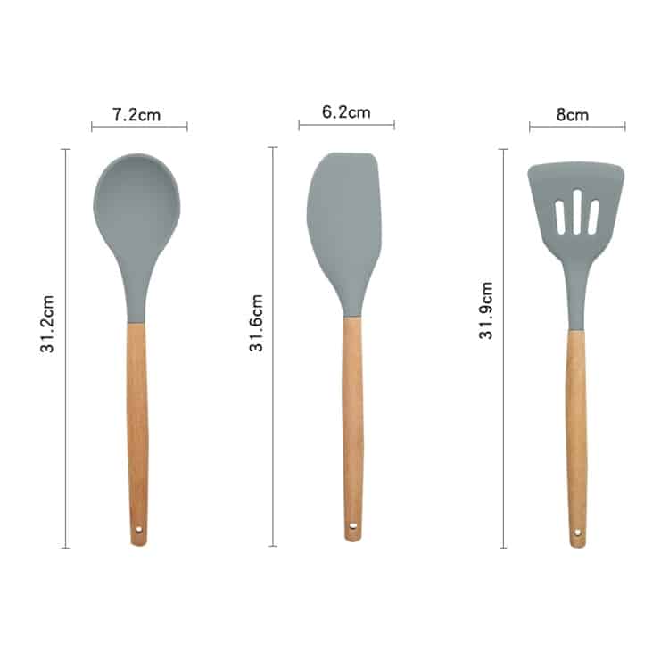 13-in-1 Silicone Wood Handle Cooking Cutlery Set with Small Container 5 13-In-1 Silicone Wood Handle Cooking Cutlery Set With Small Container - Image 5