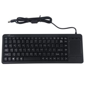 Wireless USB keyboard with numeric keypad and touchpad, ideal for office and home use. Compact design with wired connection for reliable performance and easy setup. Perfect for productivity tasks.