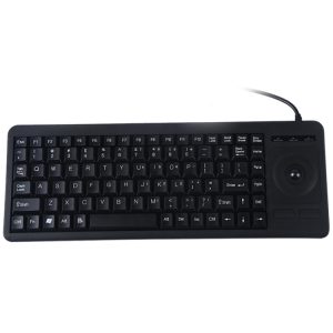 Keyboard with touchpad and numeric keypad, wired USB computer keyboard for office and gaming setups.