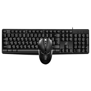 Wireless keyboard and mouse set for office and gaming, black ergonomic keyboard with multimedia keys and optical mouse, SYNDMART digital accessories collection.