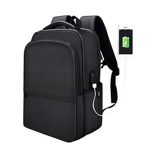 Travel in Style: Polyester Waterproof Laptop Backpack for 15" Laptops with USB & Trolley Slot