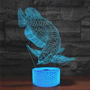 3D Colorful LED Fish Shape Vision Lamp, USB Touch, Ambient Lighting, Home Decor