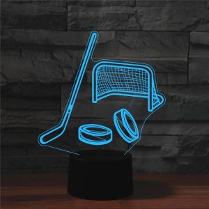 3D Colorful LED Ice Hockey Table Lamp - Touch Version, USB Charging, Vibrant Light
