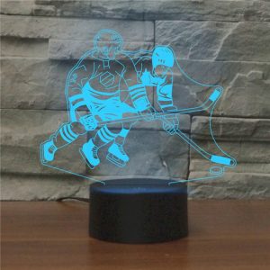 3D Ice Hockey LED Touch Table Lamp - Colorful Vision Light & Charging - Unique Vision Lamp