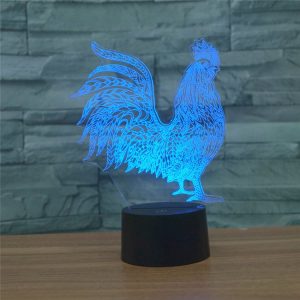 3D Colorful LED Table Lamp with 16 Colors Remote Control - Vibrant Cock Shape