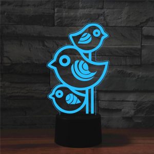 3D Colorful LED Vision Light Table Lamp - 16 Colors Remote Control - Unique Bird Shape