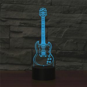 3D Colorful LED Guitar Lamp, 5-String Touch Version, Charging Base
