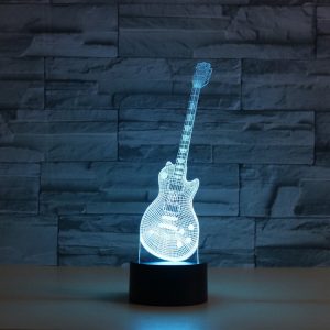 3D Colorful LED Guitar Shape Lamp - 16 Colors, Remote Control Included