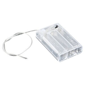 Silhouette of a transparent battery case with white wires, used for recharging batteries in electronic devices at Syndmart.