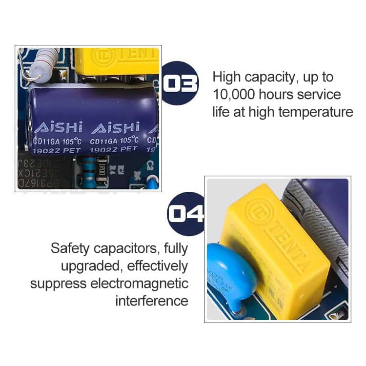 30W LED Driver Adapter for AC 85-265V to DC 24-42V - Sparks Brilliance 4 High-Capacity Safety Capacitors For Electronic Circuits, With High Temperature And Electromagnetic Interference Suppression, Suitable For Industrial And Electronic Applications.