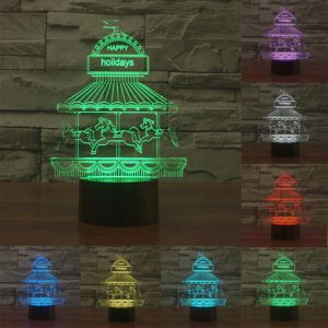3D Touch LED Night Light - 7 Color Visual Stereo Lamp for Desk - Amusement Park Style