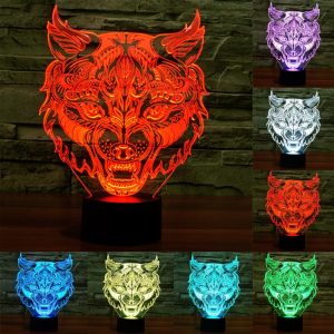 Leopard Shape 3D Touch LED Night Light - 7 Colour Visual Lamp for Creative Ambiance