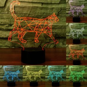 3D Touch Control LED Night Light - Creative Cat Shape, 7 Colour Discoloration