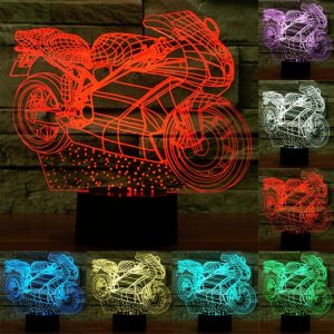 3D Motorcycle Touch Control LED Night Light, 7-Colour Change Desk Lamp