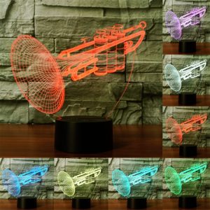 3D Touch LED Night Light - Trumpet Shape, 7 Color Discoloration, Visual Stereo Lamp
