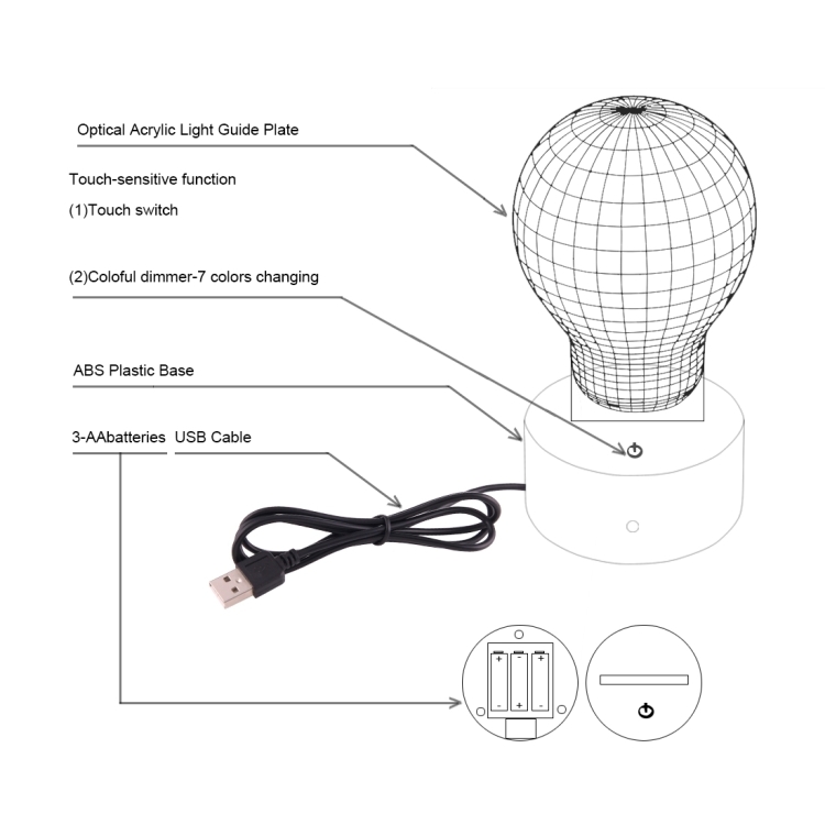 3D Touch LED Night Light - Trumpet Shape, 7 Color Discoloration, Visual Stereo Lamp 5 3D Touch Led Night Light - Trumpet Shape, 7 Color Discoloration, Visual Stereo Lamp - Image 5