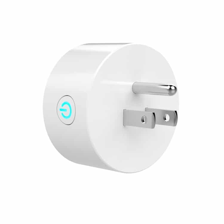 Smart WiFi Mini Plug for Alexa & Google Home, Remote Control, AC 100-240V 4 White Smart Plug With A Power Button And Two Prongs For Electrical Outlets.