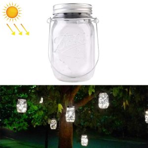10-LED Solar Mason Jar Cap Pendant Light for Outdoor Garden Decor