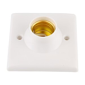 Replacement electrical socket outlet, white plastic with golden interior, for home or commercial wiring installations. Durable and reliable component for electrical systems.