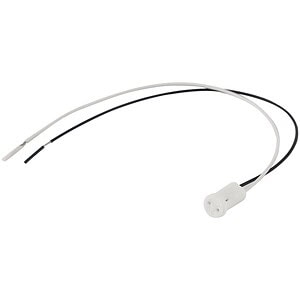 Plastic electrical sensor cable for electronic devices and appliances, white and black wires, compact and lightweight design.