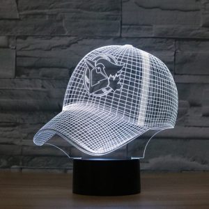 3D LED Colorful Baseball Cap Table Lamp, 16 Colors Remote Control - Illuminate Your Space