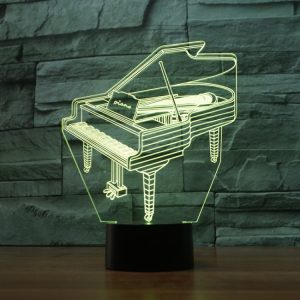 3D Colorful LED Piano Shape Table Lamp, 16-Color Remote Control