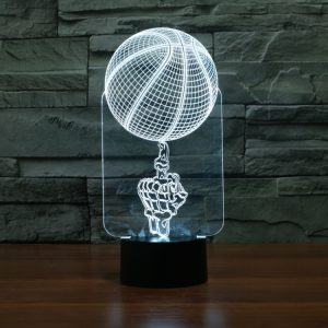 3D LED Basketball Night Light, USB/Battery Powered, Black Base - Creative Decor