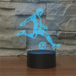 3D LED Football Night Light with Touch Button - Rechargeable Base, Black