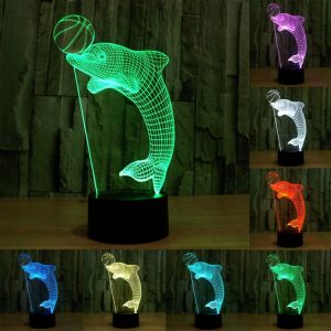 3D Touch Switch LED Dolphin Night Light - Creative 7 Color Desk Lamp