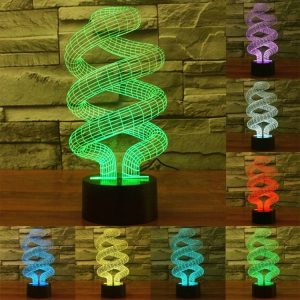 Spiral 3D Touch LED Light - 7 Color Visual Stereo Night Lamp