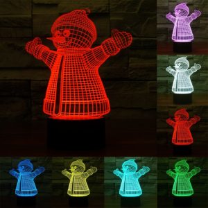 Snowman 3D Touch LED Night Light - 7 Color Creative Visual Lamp (70)