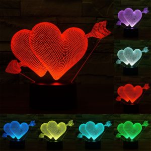 3D LED Heart Arrow Night Light - Switch Control, 7-Color Discoloration, Creative Design