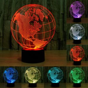 3D Touch Control LED Night Light | America Globe Style | 7 Colour Discoloration