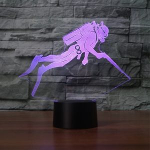 3D LED Diving Black Base Night Light, USB/Battery Powered - Creative Decor