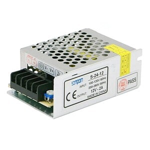 High-quality power supply unit for electronic projects, 12V 2A, suitable for industrial and DIY applications, CE certified, reliable switching regulator from Syndmart.