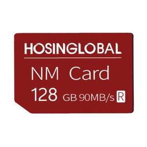 High-speed 128GB Hosinglobal NM memory card with 90MB/s transfer rate, ideal for fast data storage and transfer. Perfect for smartphones, cameras, and tech devices.