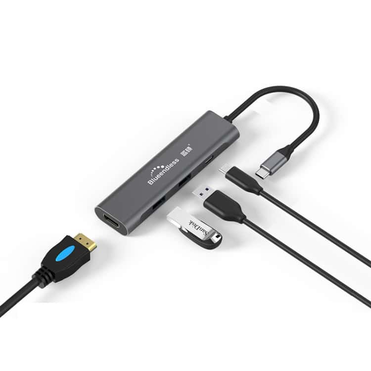 Blueendless 4-In-1 Type-C to HDMI + PD + Dual USB 3.0 HUB Dock 2 Blueendless 4-In-1 Type-C To Hdmi + Pd + Dual Usb 3.0 Hub Dock - Image 2