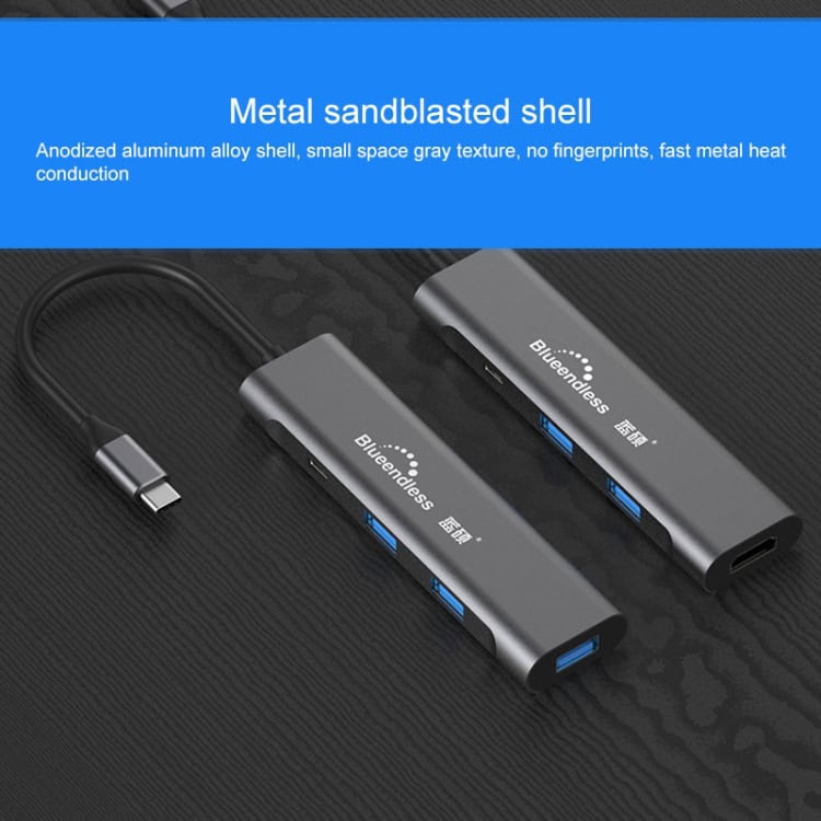Blueendless 4-In-1 Type-C to HDMI + PD + Dual USB 3.0 HUB Dock 10 Blueendless 4-In-1 Type-C To Hdmi + Pd + Dual Usb 3.0 Hub Dock - Image 10