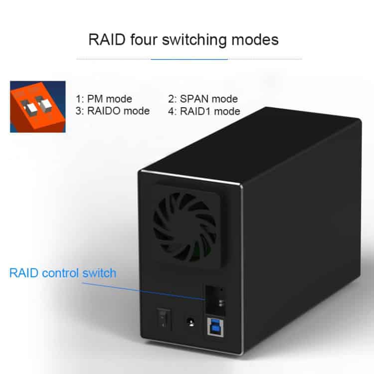 Blueendless USB-B 3.5" 2-Bay RAID HDD External Enclosure 3 Raid Four Switching Modes Nas Storage Device For Data Management And Protection, Suitable For Small Businesses And Enterprises.